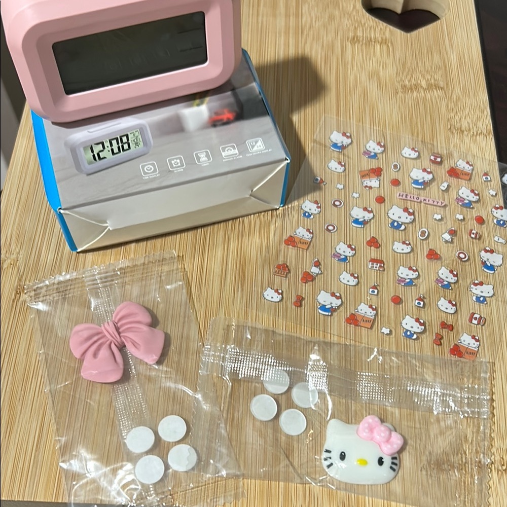 Hello Kitty Pink Clock and Accessories